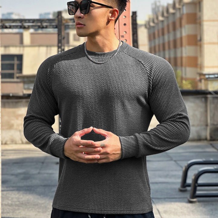 Herren Langarm Workout-Shirt mit strukturiertem Design und atmungsaktivem Stoff Aliams