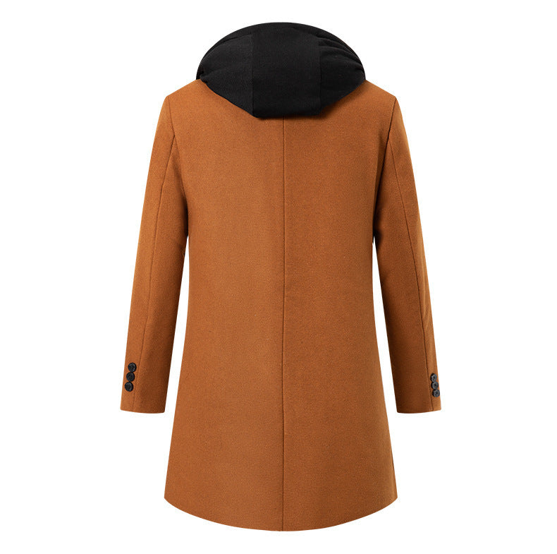 Herren eleganter Übergangs-Mantel mit abnehmbarer Kapuze Aliams