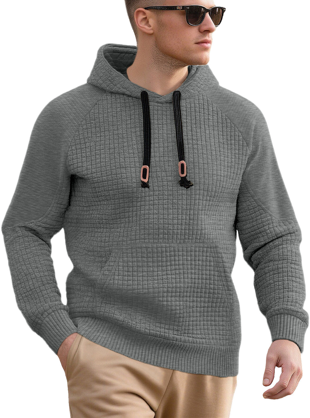 Herren sportlicher Kapuzenpullover mit innovativem Strukturdesign und praktischen Kordelzügen Aliams