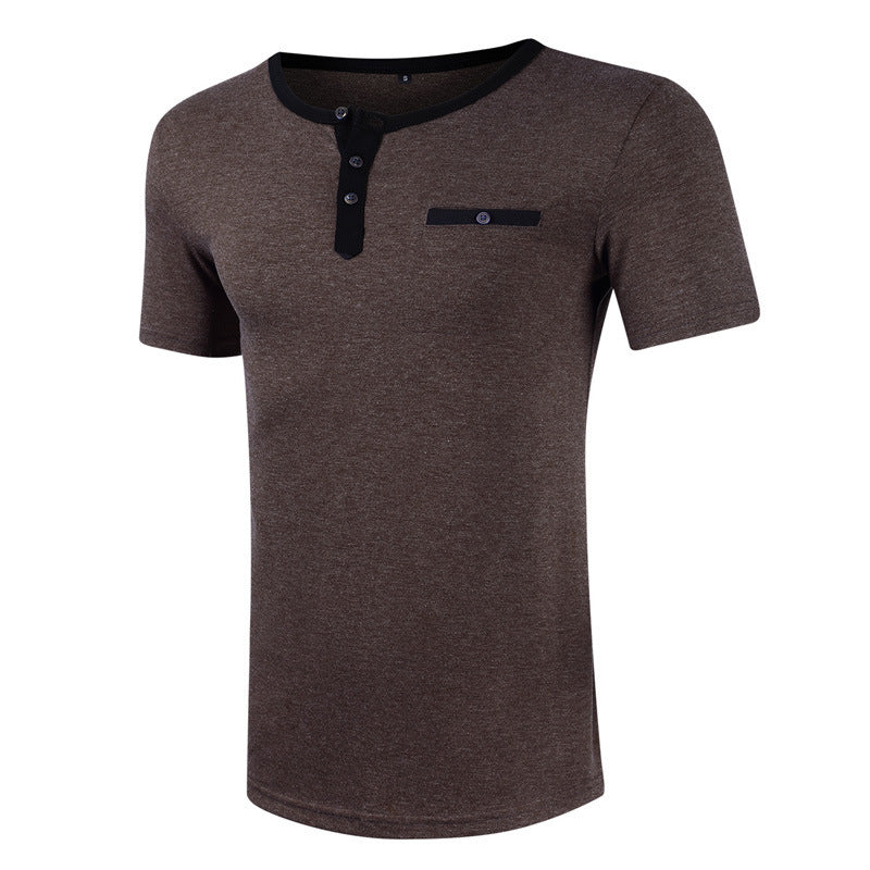 Herren Kurzarm-Henley Shirt mit strukturiertem Kragen Aliams