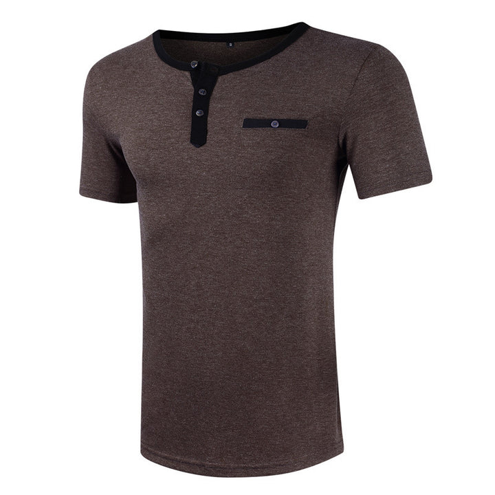 Herren Kurzarm-Henley Shirt mit strukturiertem Kragen Aliams