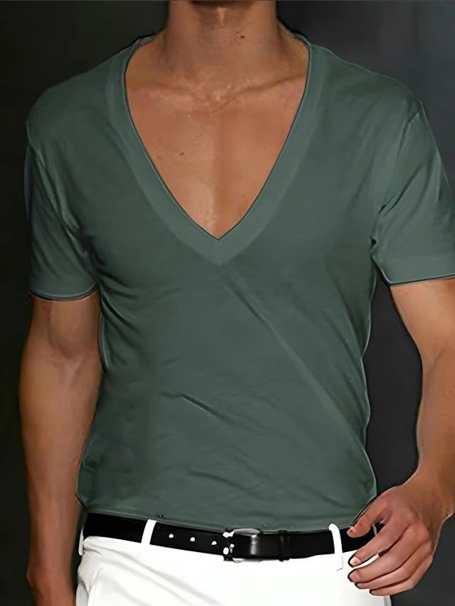 Herren V-Ausschnitt T-Shirt mit figurschmeichelndem Schnitt und hochwertigen Stoffen Aliams