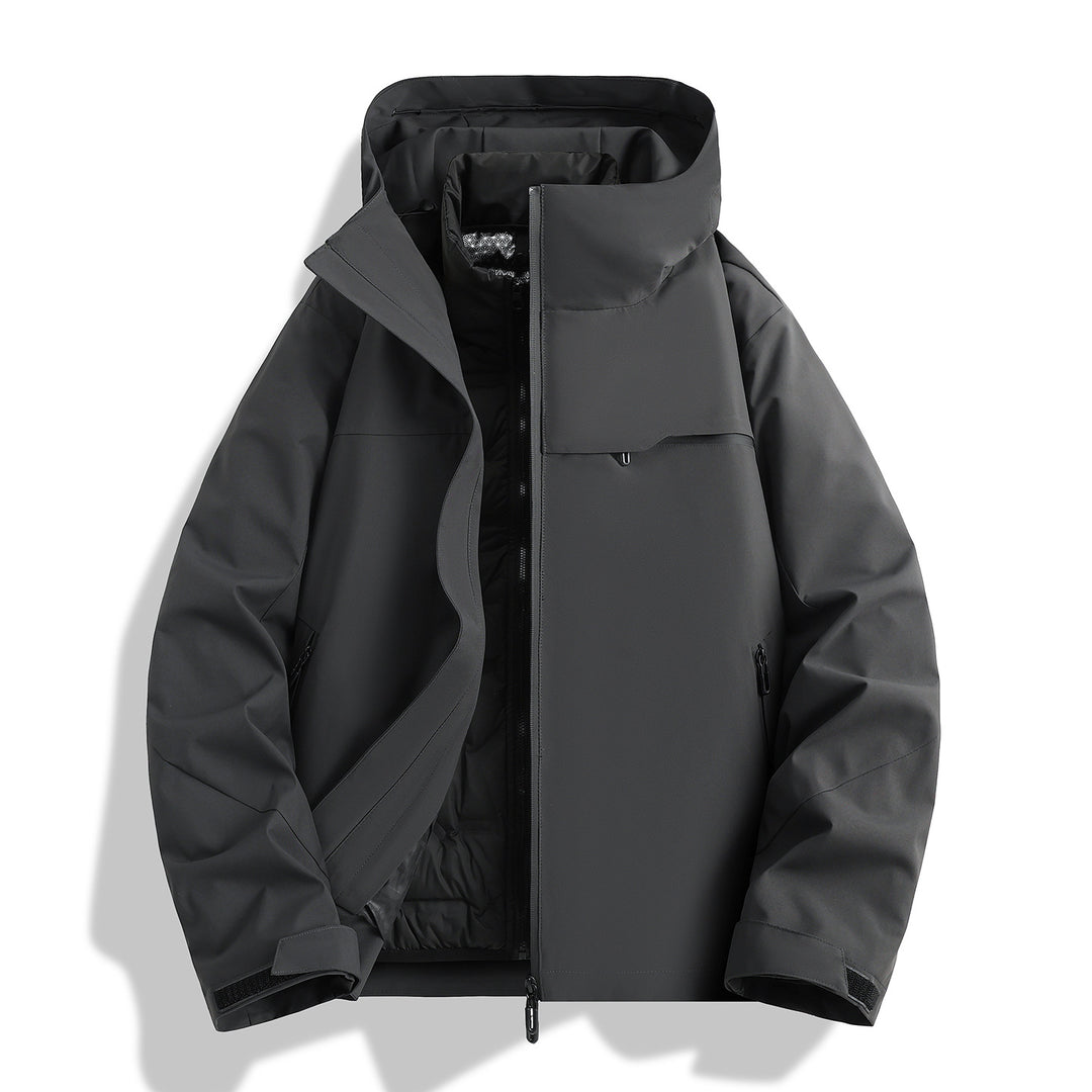 Herren hochwertige wasserfeste Outdoor-Jacke mit verstellbarer Kapuze und isolierendem Innenfutter Aliams