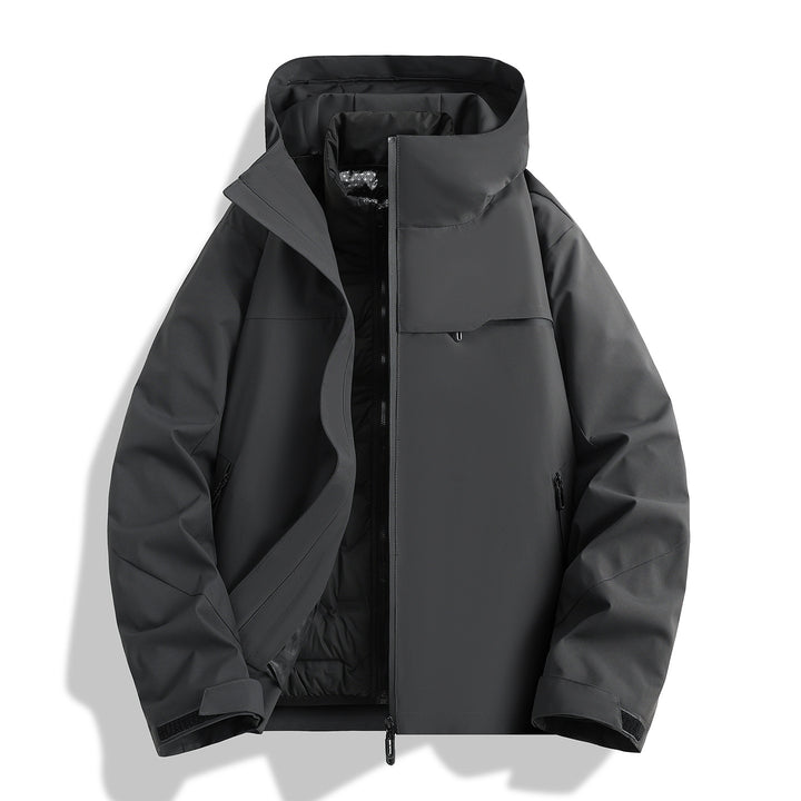 Herren hochwertige wasserfeste Outdoor-Jacke mit verstellbarer Kapuze und isolierendem Innenfutter Aliams