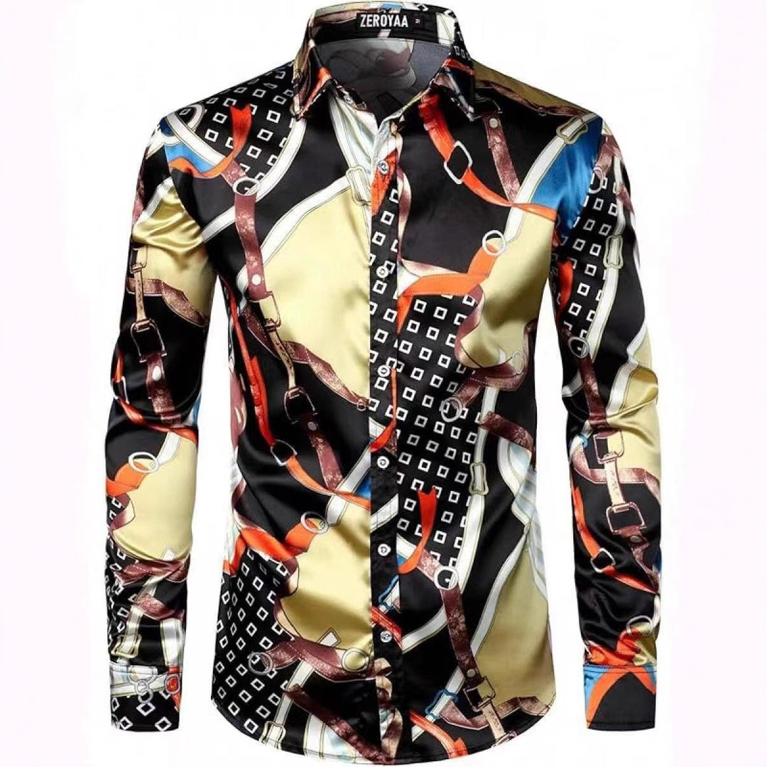 Herren Elegantes Langarmhemd mit auffälligem Druckdesign Aliams