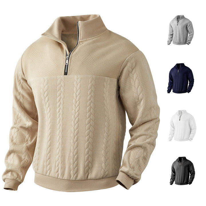 Herren Sweatshirt mit halbhohem Reißverschluss und strukturiertem Design Aliams