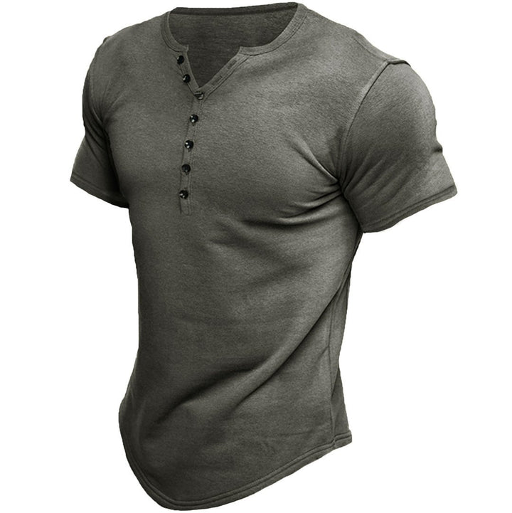 Herren T-Shirt mit modischem Henley-Ausschnitt und dekorativen Knöpfen Aliams