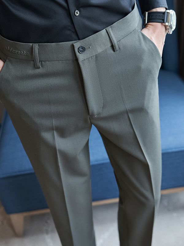 Herren elegante Anzughose mit schlanker Passform und feinem Streifenmuster Aliams