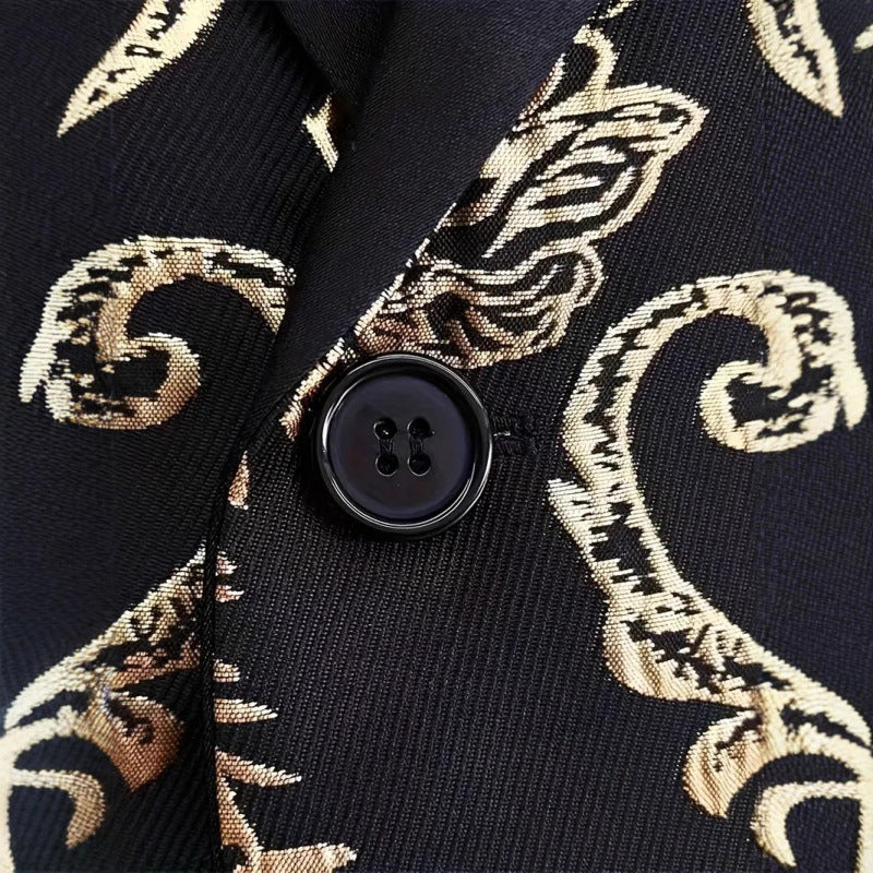 Herren Extravaganter Smoking-Blazer mit floralem Jacquard-Muster Aliams