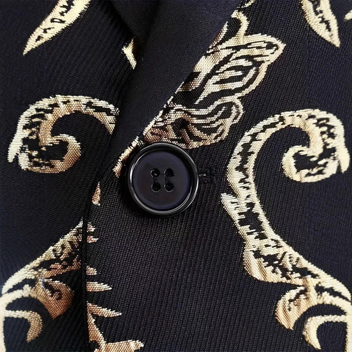 Herren Extravaganter Smoking-Blazer mit floralem Jacquard-Muster Aliams