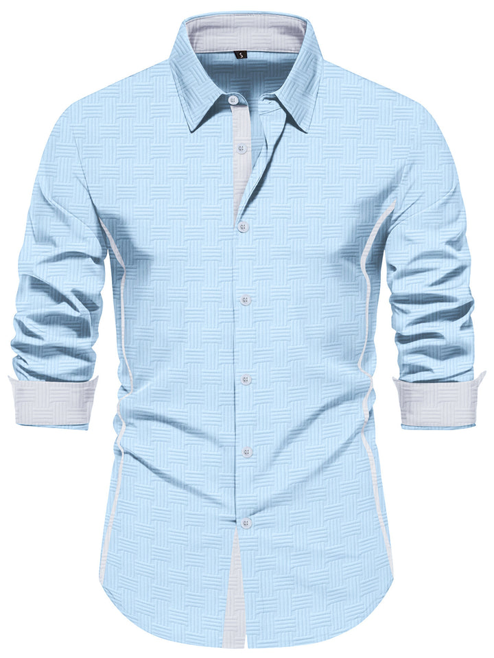 Herren Elegante Langarmhemd mit Strukturiertem Muster Aliams