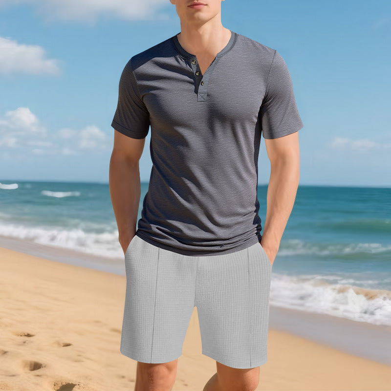 Herren Kurzarm-Hemd mit Knopfleiste Aliams