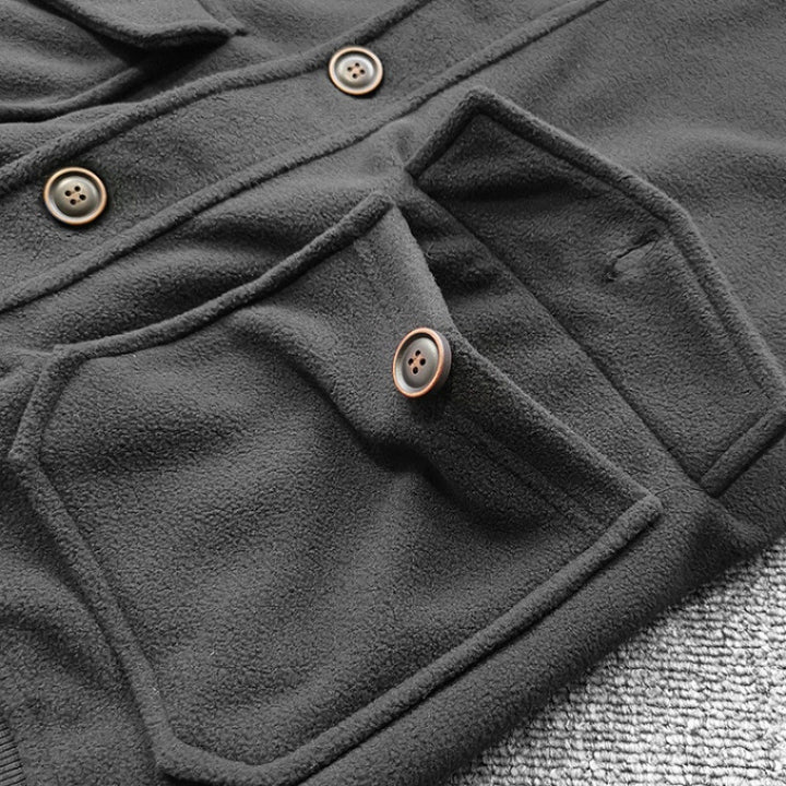 Damen lässige Sweatjacke mit Knopfleiste und praktischen Taschen Aliams