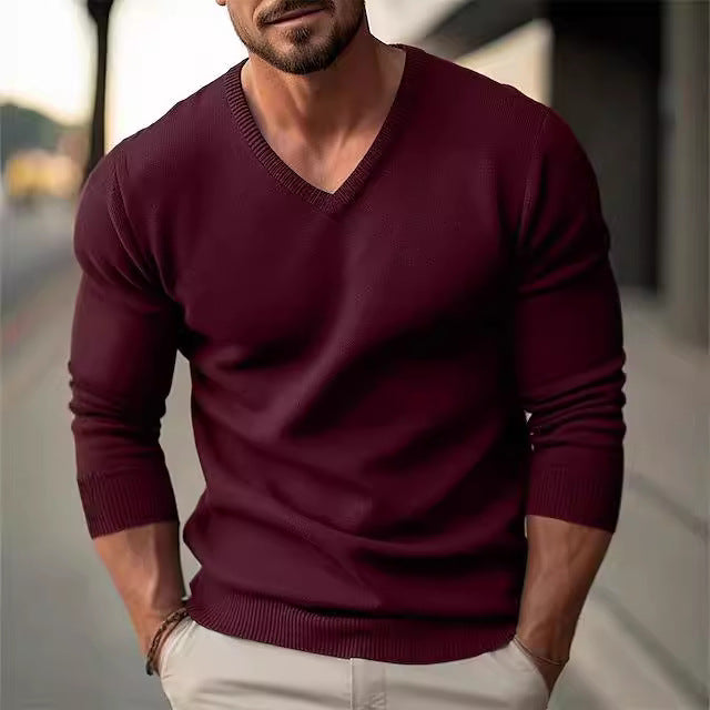 Herren Strickpullover mit V-Ausschnitt und hochwertiger Materialtextur Aliams