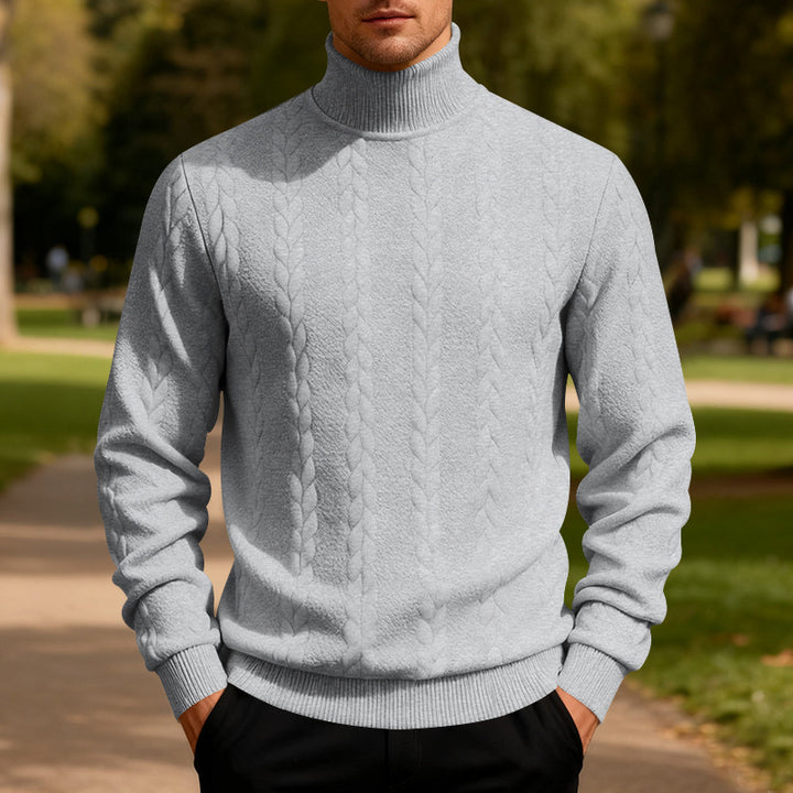 Herren Strickpullover mit Stehkragen und Zopfmuster Aliams