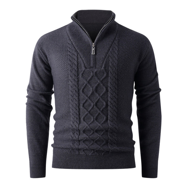Herren Grobstrickpullover mit modernem Stehkragen und funktionalem Reißverschluss Aliams
