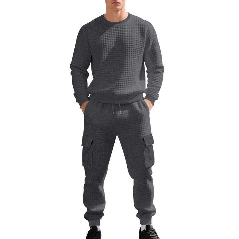Herren Sportliches Freizeit-Set mit strukturiertem Sweatshirt und Cargo-Hose Aliams