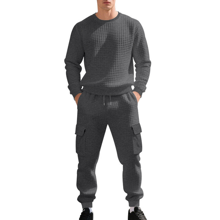Herren Sportliches Freizeit-Set mit strukturiertem Sweatshirt und Cargo-Hose Aliams