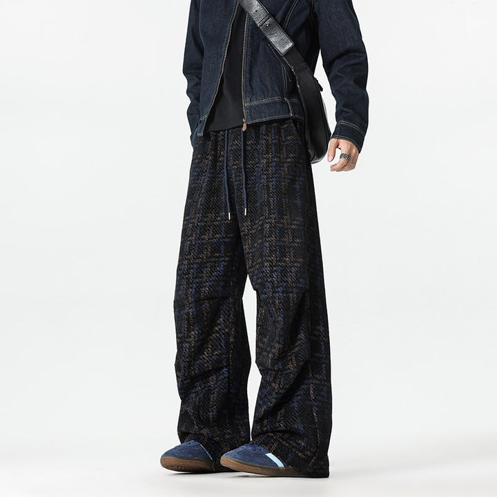 Herren Karierte Relaxed-Fit Hose mit verstellbarem Bund Aliams