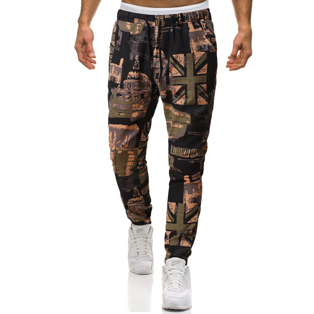 Herren Cargohose mit urbanem Print und elastischem Bund Aliams