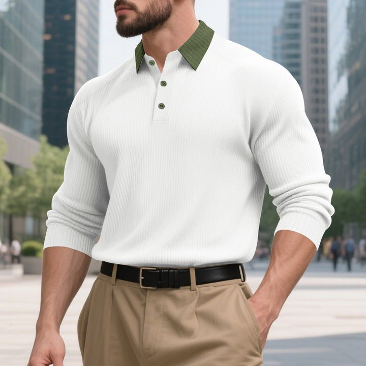 Herren elegantes Pullover mit kontrastierendem Kragen Aliams