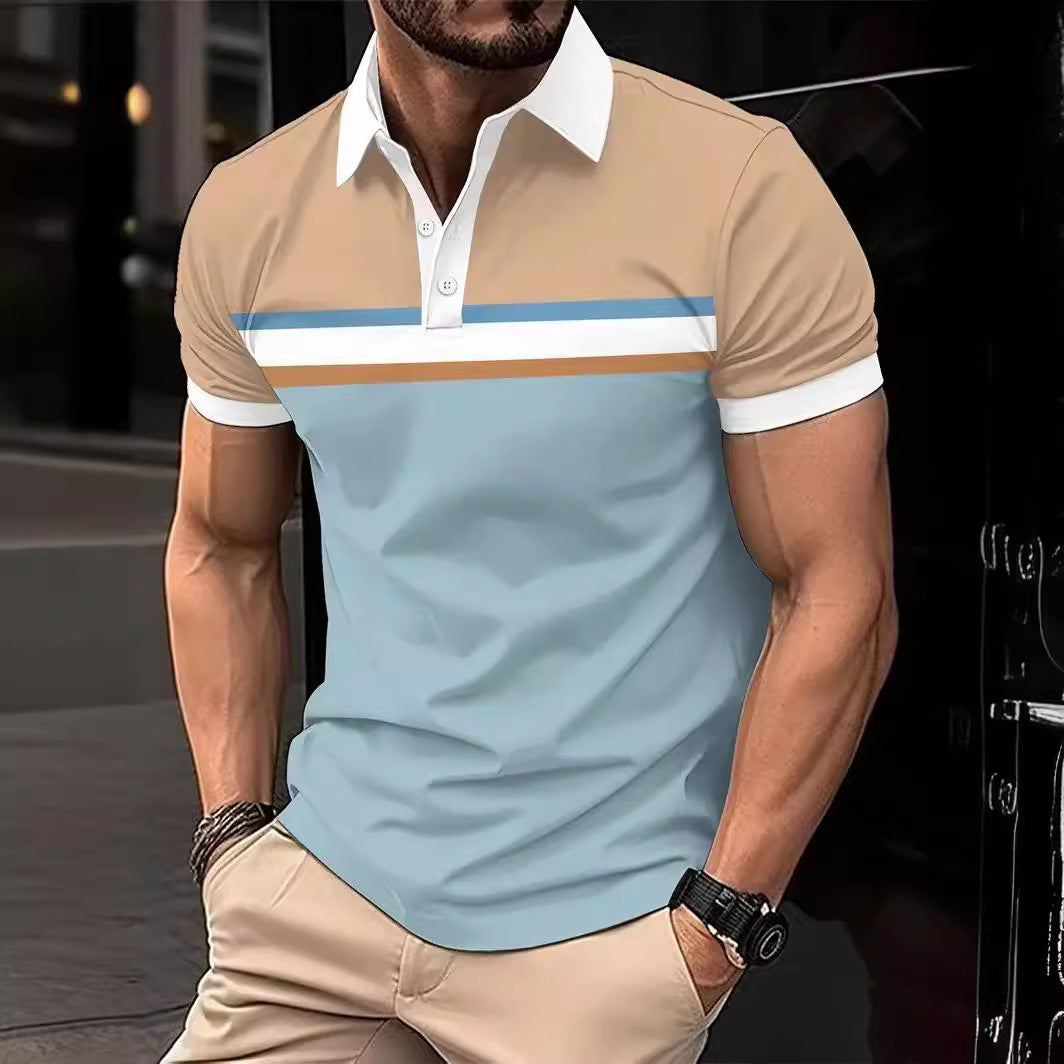 Herren Polohemd mit modernem gestreiften Design und hochwertigem Baumwollmaterial Aliams