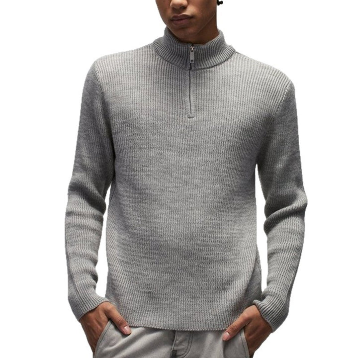 Herren raffinierter Strickpullover mit hohem Kragen und kurzer Reißverschluss Aliams