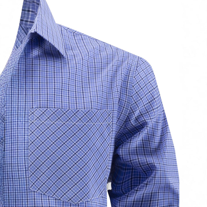 Herren kariertes Langarmhemd mit Brusttasche Aliams