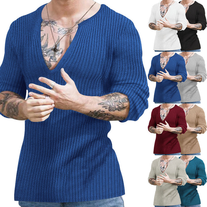 Herren V-Ausschnitt Strickpullover Aliams