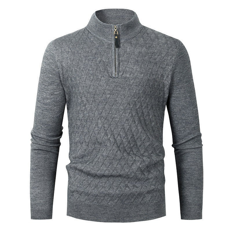 Herren Strickpullover mit modernem Rautenmuster und Reißverschluss Aliams