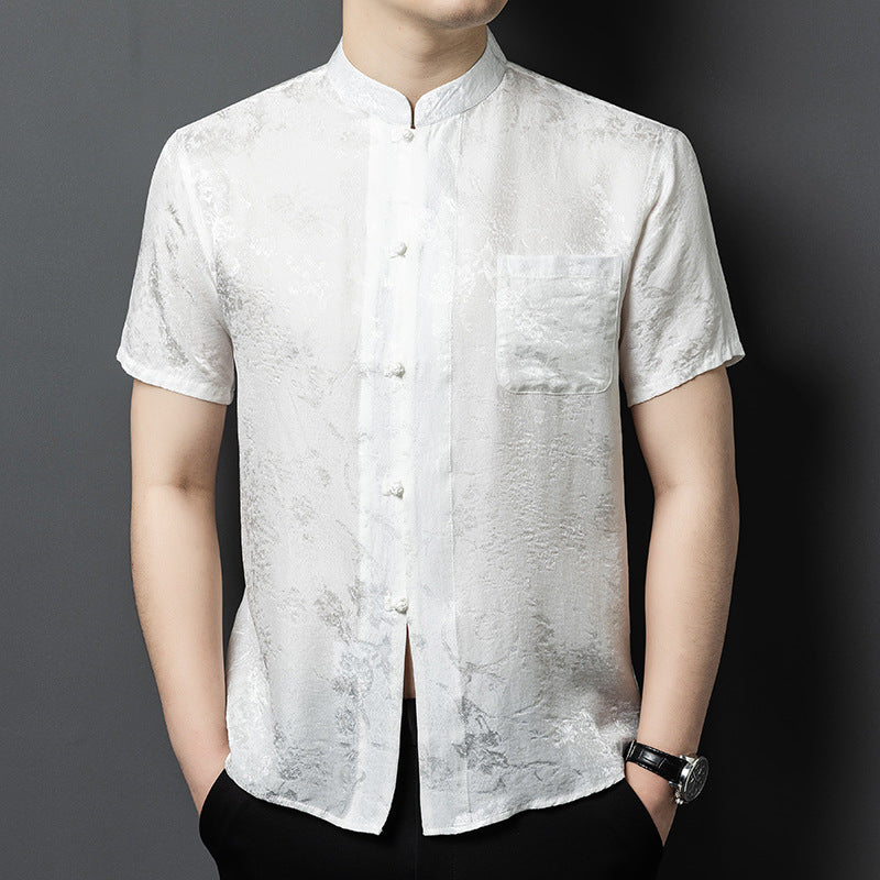 Herren Kurzarmhemd im eleganten Seidenlook Aliams