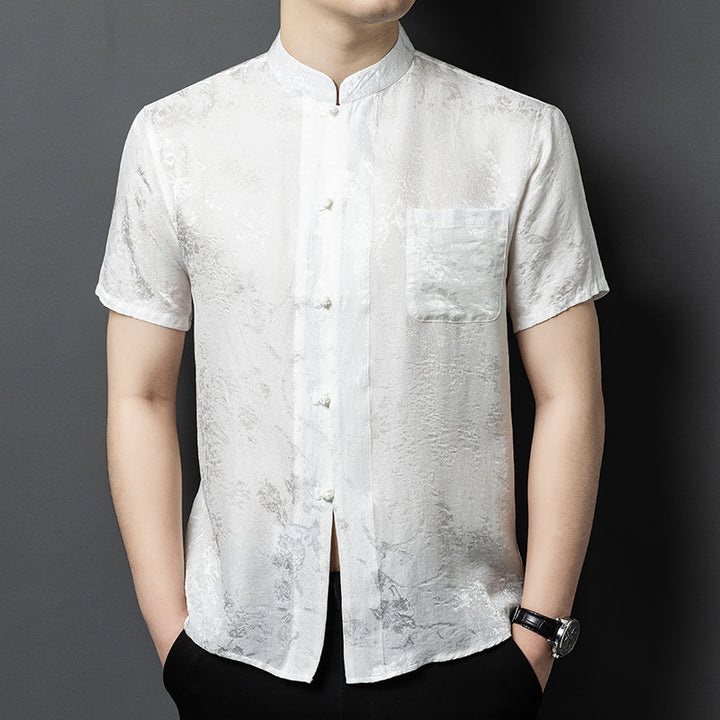 Herren Kurzarmhemd im eleganten Seidenlook Aliams