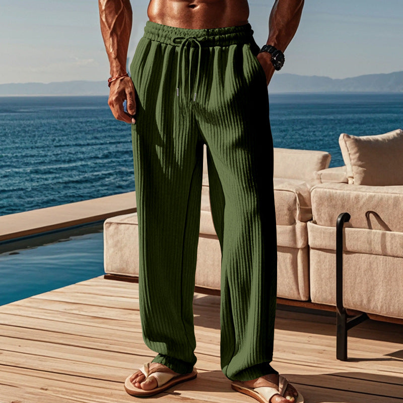 Herren Bequeme Strandhose im modernen Rippdesign mit elastischem Bund Aliams