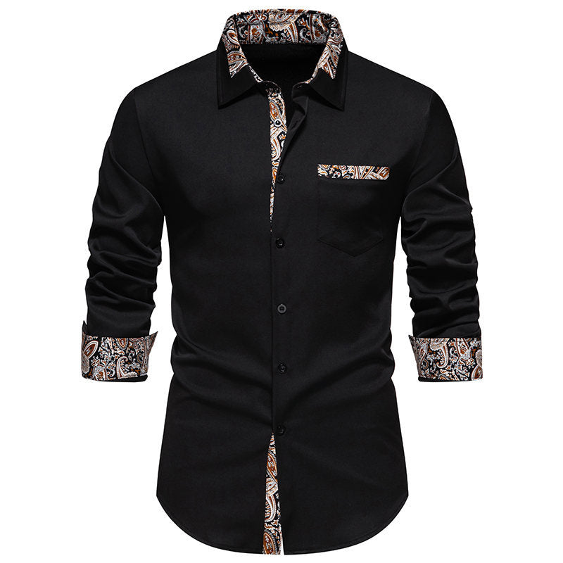 Herren klassisches Langarmhemd mit modernem Paisley-Muster Aliams