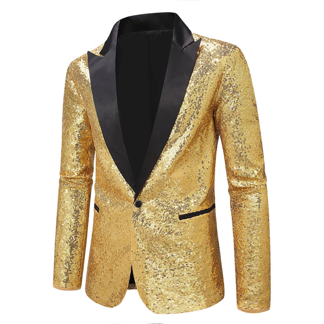 Herren eleganter Paillettenblazer mit klassischem Revers Aliams