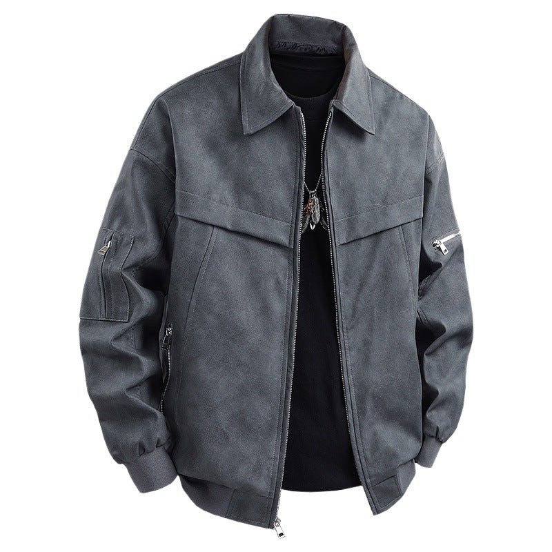 Herren Kunstlederjacke im lässigen Biker-Stil mit praktischen Taschen Aliams