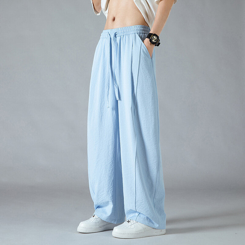 Herren Bequeme und lässige Stoffhose mit elastischem Bund und weit geschnittenem Schnitt Aliams