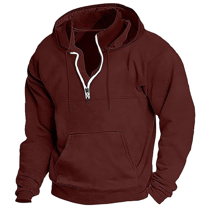 Herren Fleece Hoodie mit halbem Reißverschluss Aliams