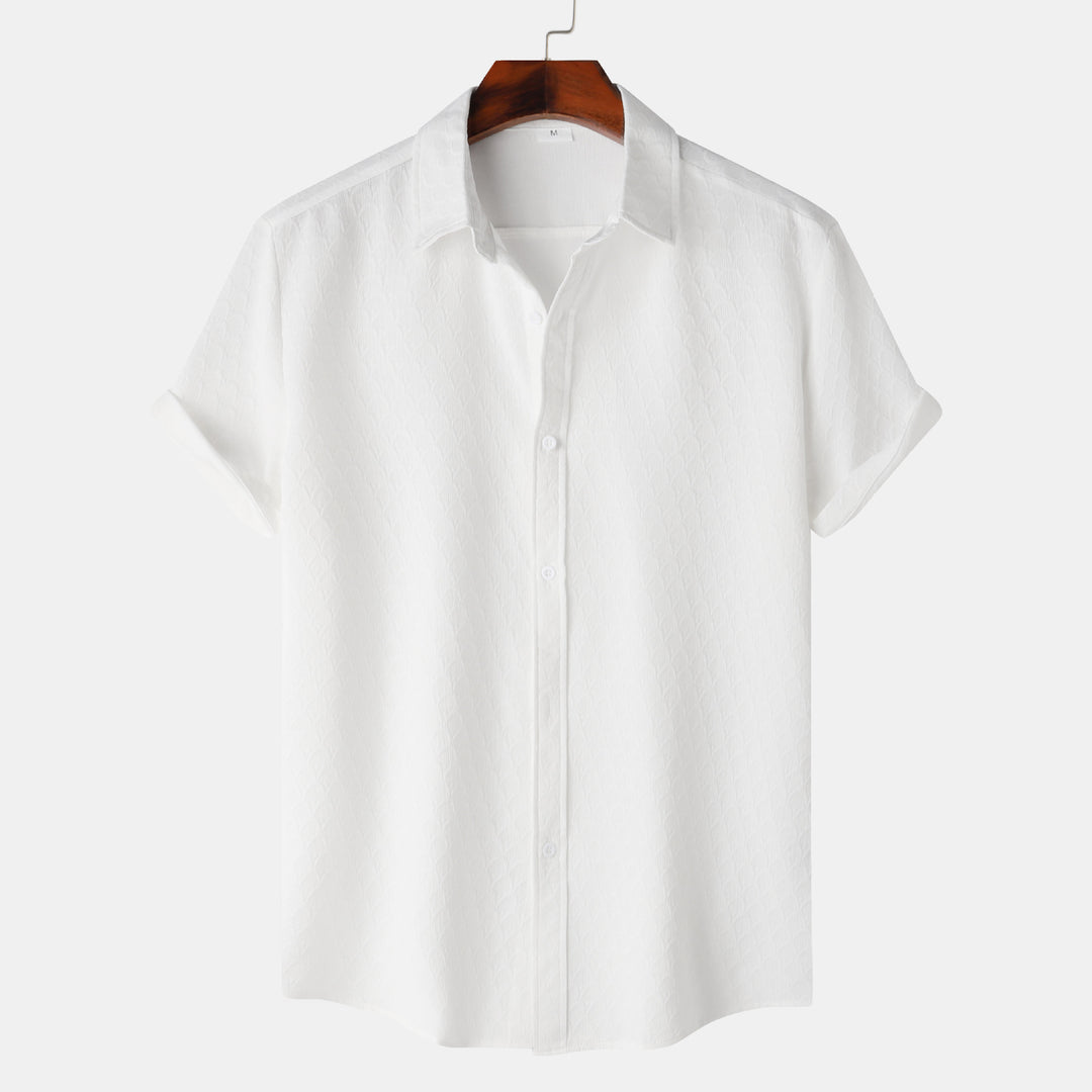 Herren Kurzarmhemd aus atmungsaktiver, strukturierter Baumwolle mit modernem Schnitt Aliams