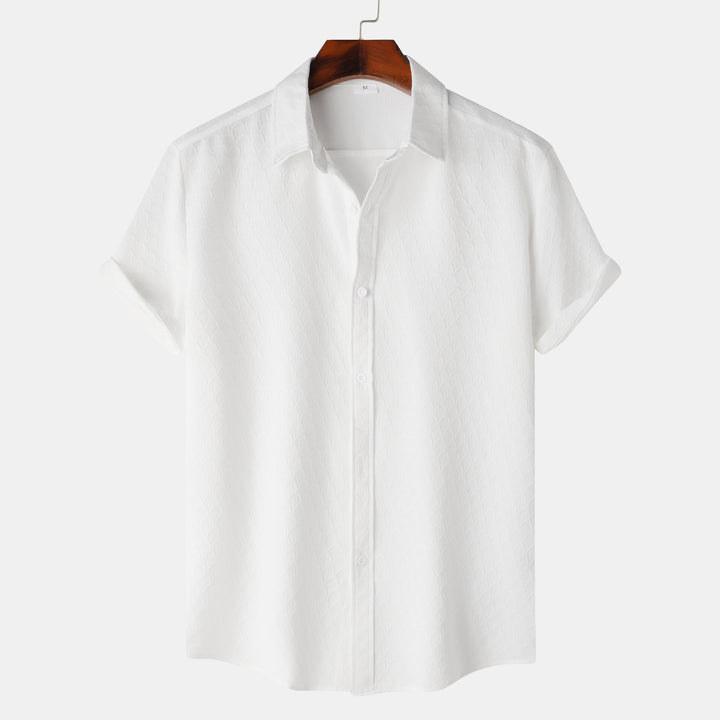 Herren Kurzarmhemd aus atmungsaktiver, strukturierter Baumwolle mit modernem Schnitt Aliams