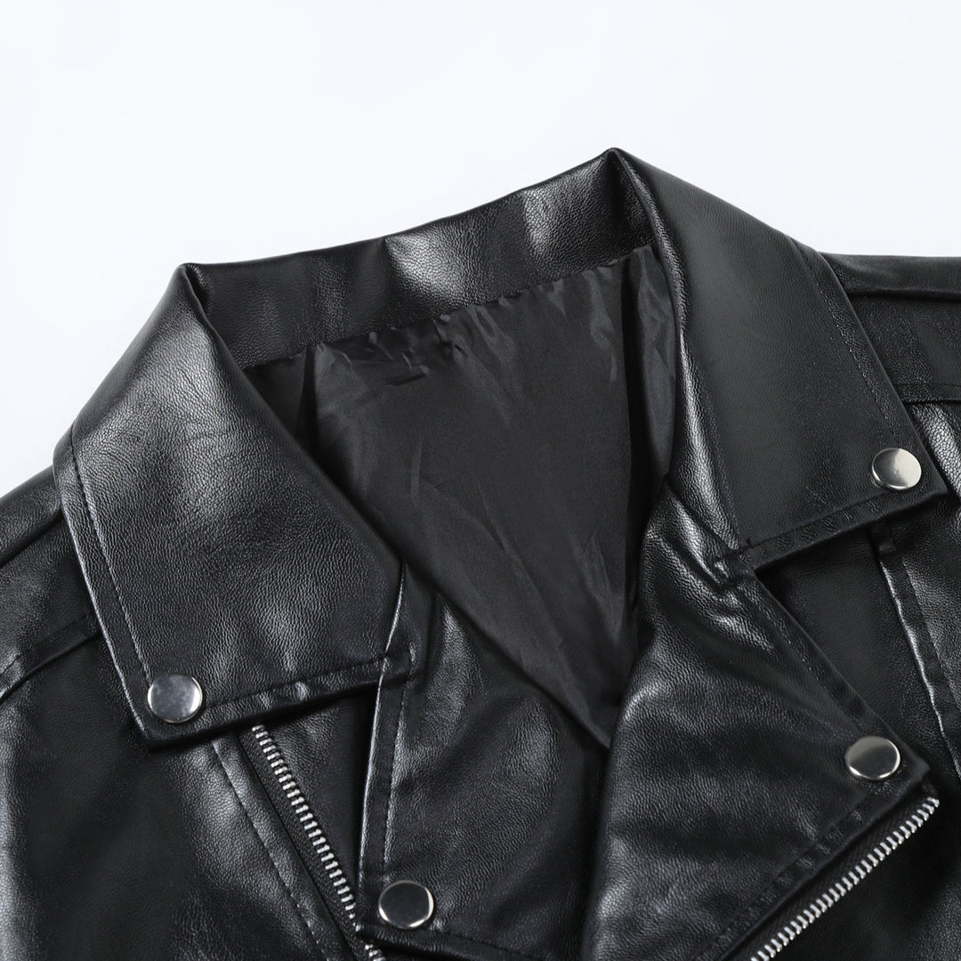 Herren Bikerjacke aus hochwertigem Kunstleder mit asymmetrischem Reißverschluss und modischen Details Aliams