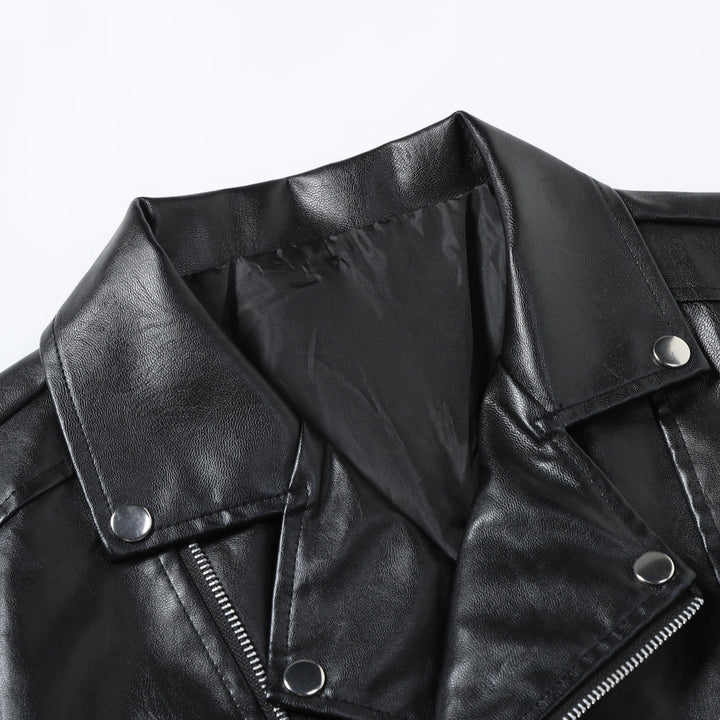 Herren Bikerjacke aus hochwertigem Kunstleder mit asymmetrischem Reißverschluss und modischen Details Aliams