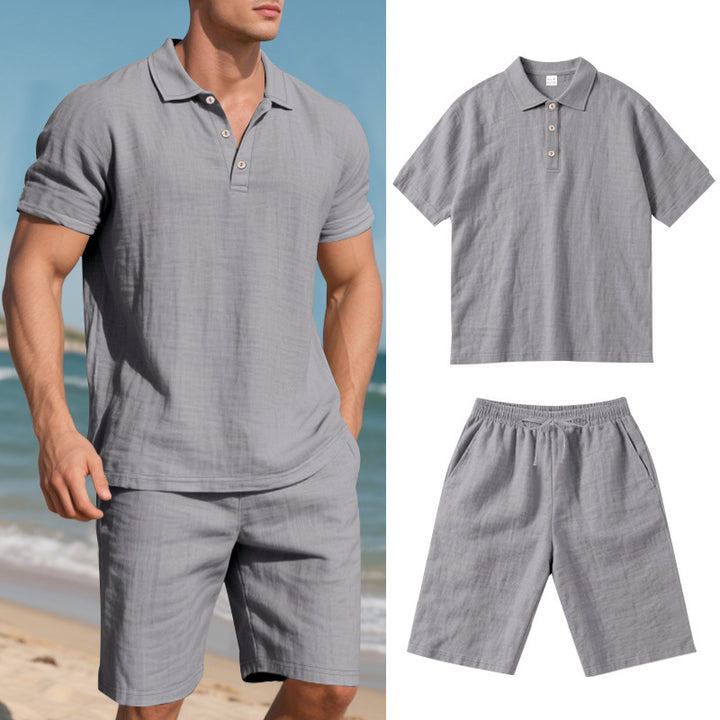 Herren Freizeit-Outfit mit Polohemd und kurzen Hosen Aliams