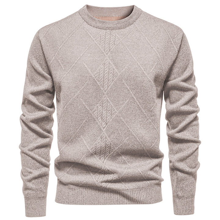 Herren Strickpullover mit strukturiertem Rautenmuster und klassischem Rundhalsausschnitt Aliams