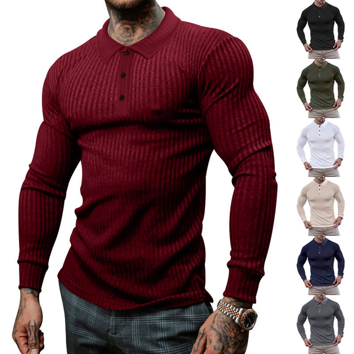 Herren Langarm-Polo mit feiner Rippstruktur Aliams