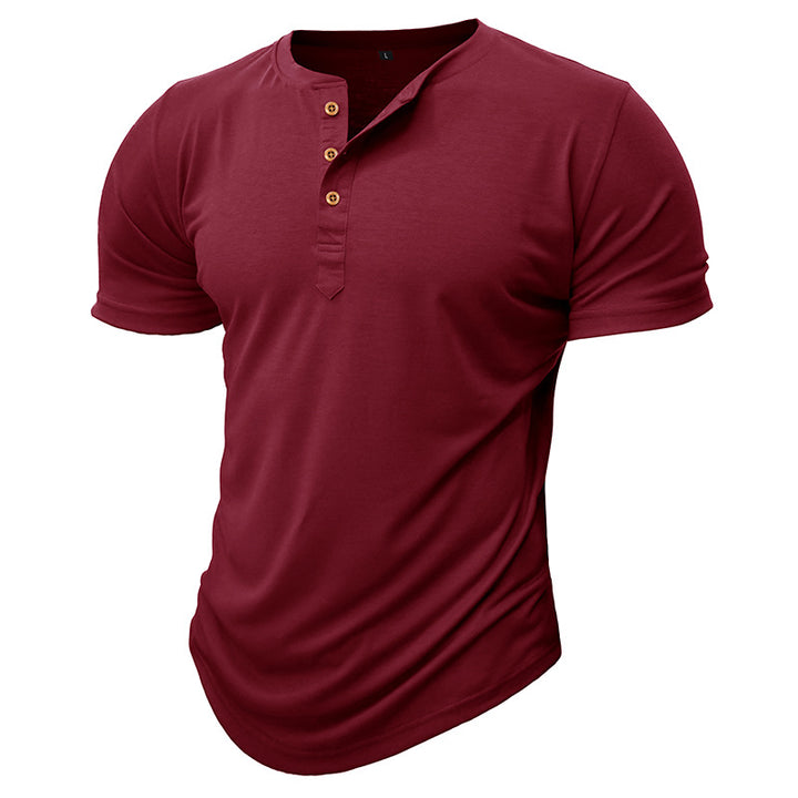 Herren Henley T-Shirt mit Knöpfen und lässigem Schnitt Aliams