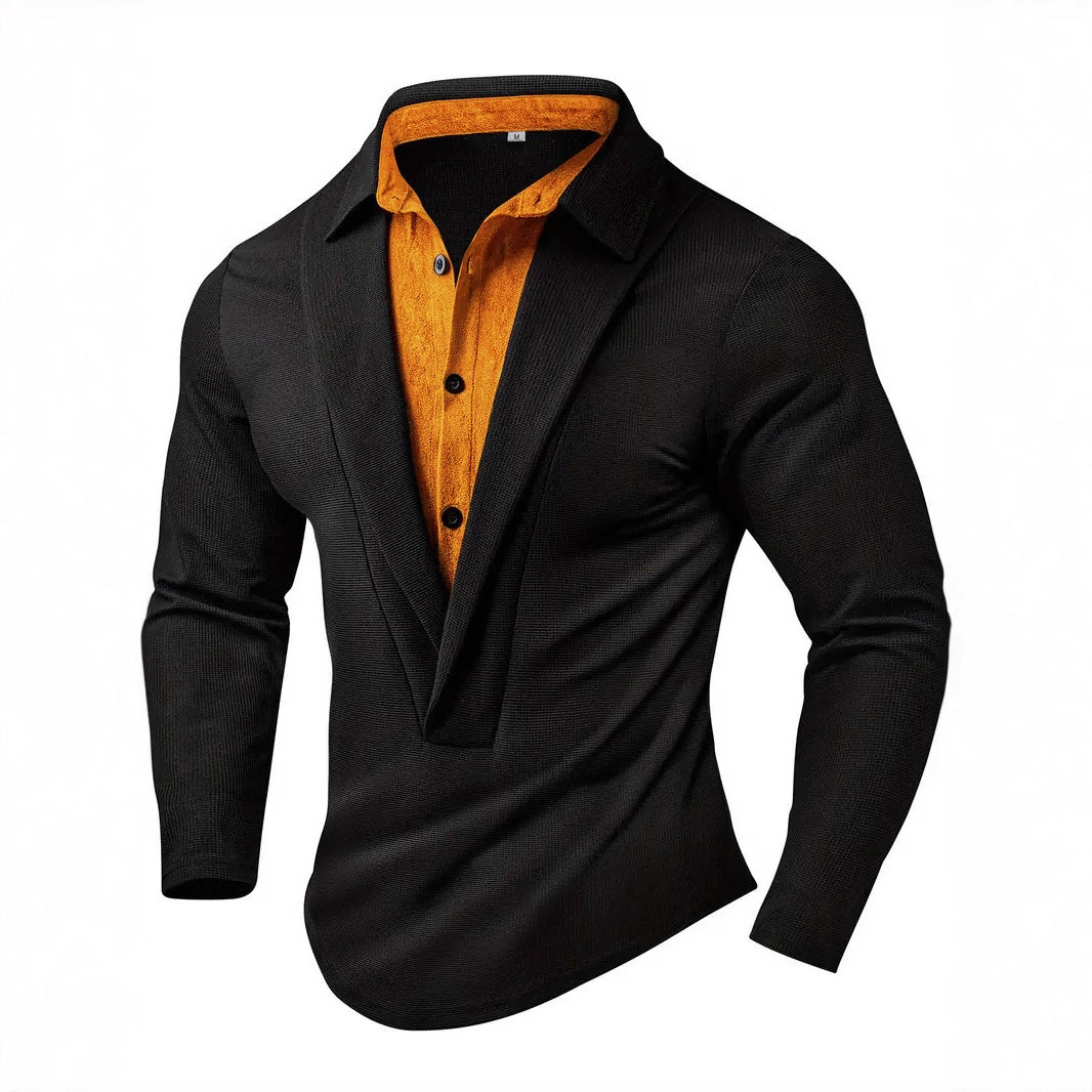 Herren Elegantes Langarmhemd mit modernem Kragen und texturiertem Design Aliams