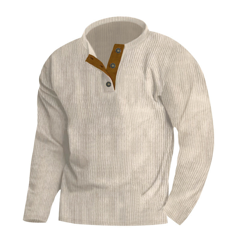 Herren Wellness-Pullover mit strukturiertem Stoff und knopffreier Front Aliams