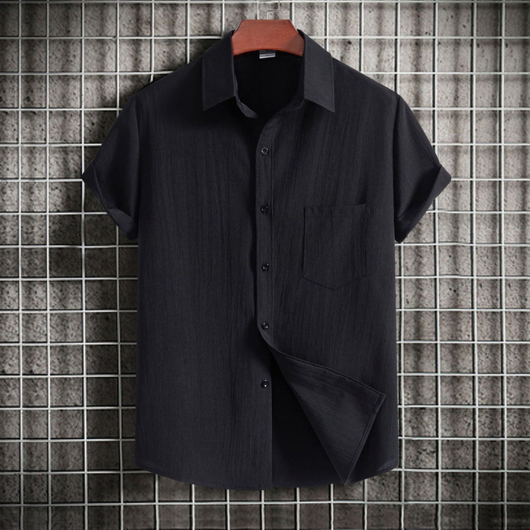 Herren Kurzarmhemd aus atmungsaktivem Strukturstoff mit klassischem Kragen Aliams