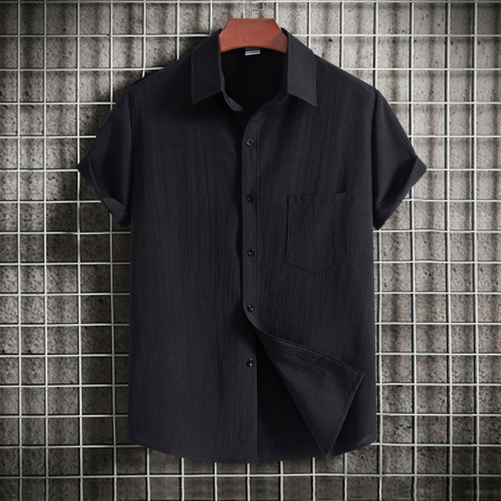 Herren Kurzarmhemd aus atmungsaktivem Strukturstoff mit klassischem Kragen Aliams